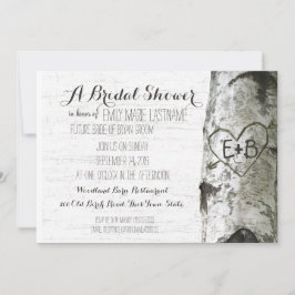 Carved Heart Birch Träd Möhippa Inbjudningar