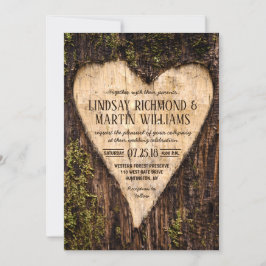 Carved Heart Land Rustic Träd Bröllop Inbjudningar