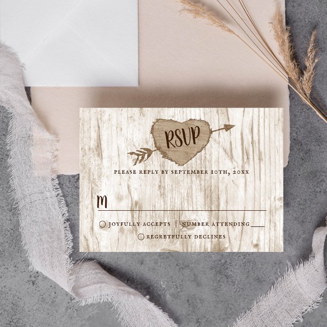 Carved Heart Träd Bröllop Collection OSA Kort (Skapare uppladdad)