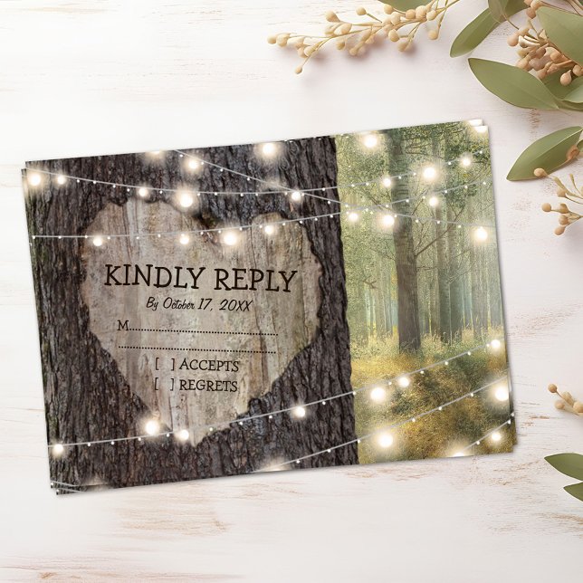 Carved Heart Träd Bröllop OSA Kort (Skapare uppladdad)