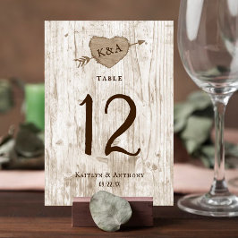 Carved Heart Träd Bröllop-samlingen Bordsnummer