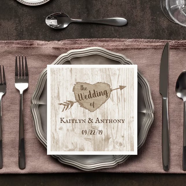 Carved Heart Träd Bröllop-samlingen Pappersservett (Skapare uppladdad)