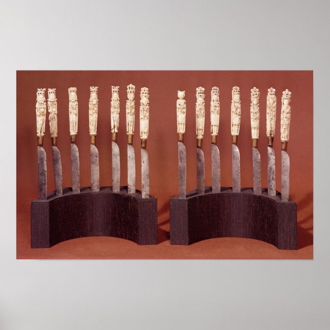 Carved Knivar Handles som visar engelska monarki Poster (Framsidan)