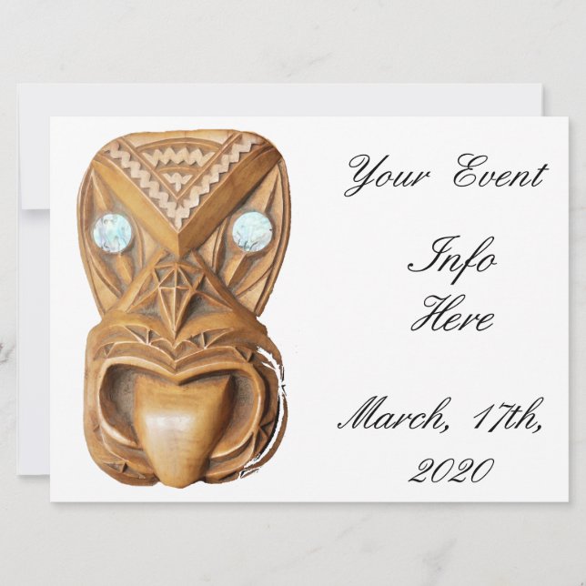 Carved Maori Tiki Ansikte Thunder_Cove (Framsida)