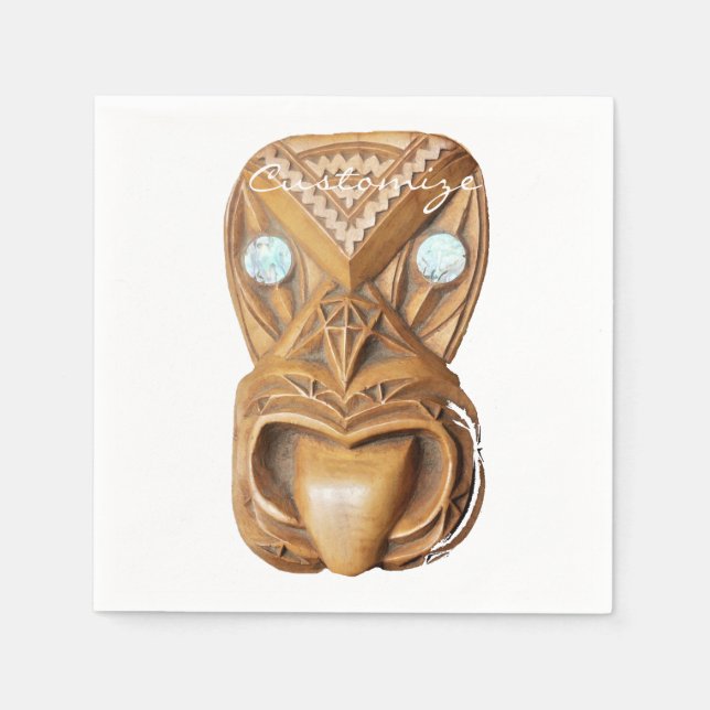 Carved Maori Tiki Ansikte Thunder_Cove Pappersservett (Framsidan)