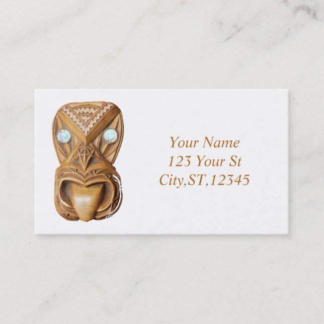 Carved Maori Tiki Ansikte Thunder_Cove Visitkort (Framsida)