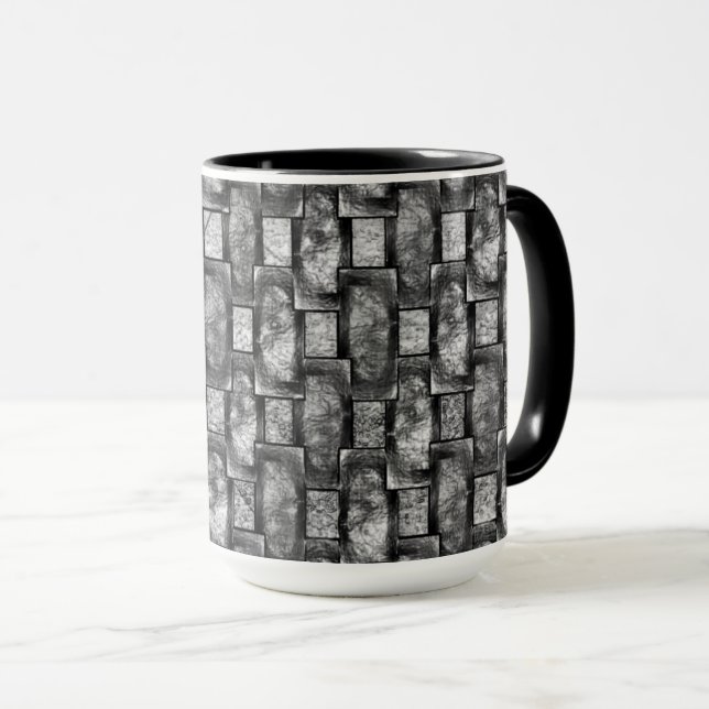 Carved och nedfläckad grått rektangulärt tallrikar mugg (Framsida höger)