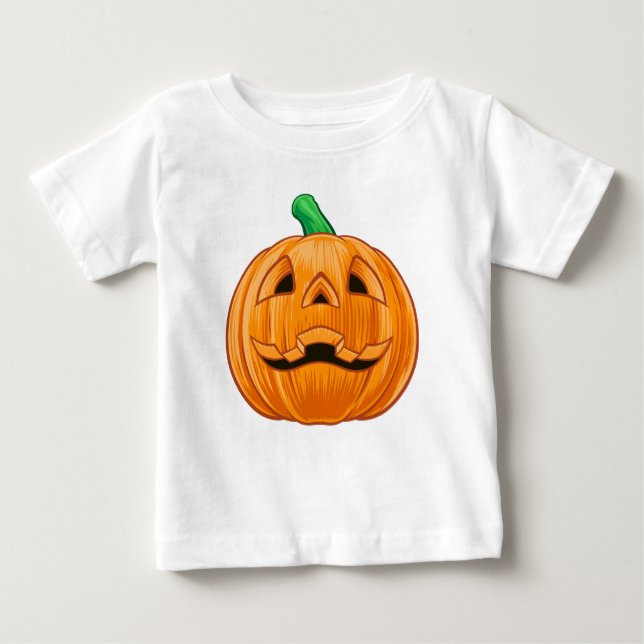 Carved Orange Pumpkin Detailed Halloween T Shirt (Framsida)