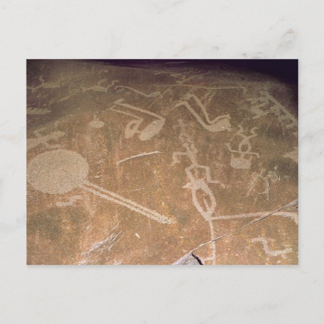 Carved petroglyph som skildrar figurer vykort (Framsida)