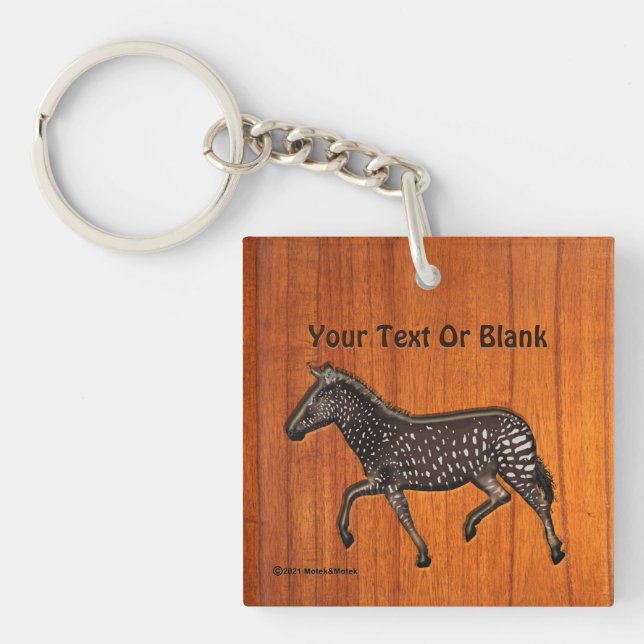Carved Polka Dot Zebra Keychain (Framsidan)
