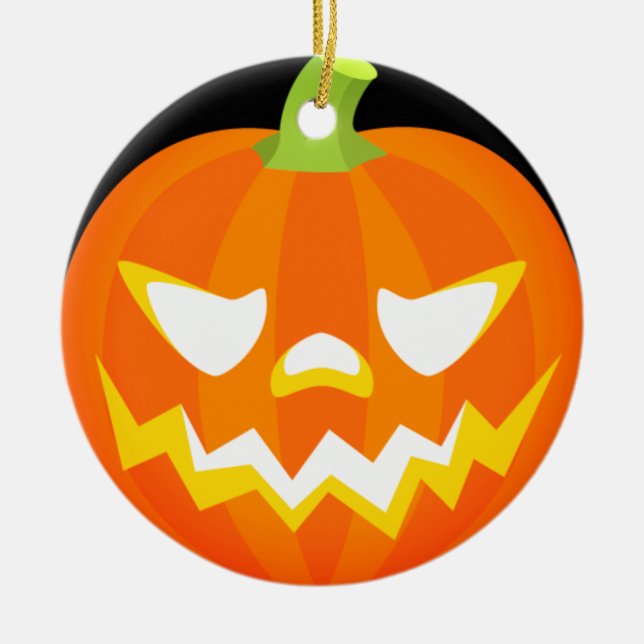 Carved Pumpkin - Halloween Julgransprydnad Keramik (Framsidan)