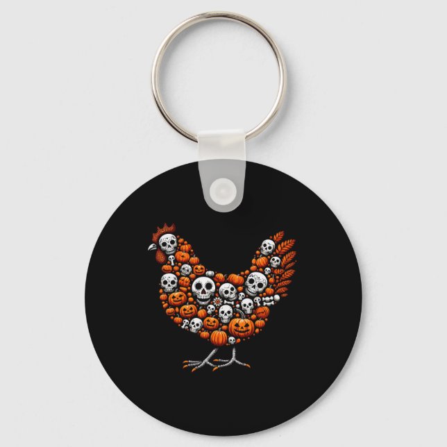 Carved Pumpkins Halloween Chicken Cute Shape Farme Nyckelring (Framsida)