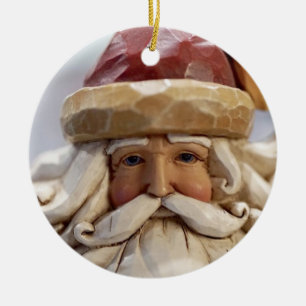 Carved Santa Ansikte Julgransprydnad Keramik