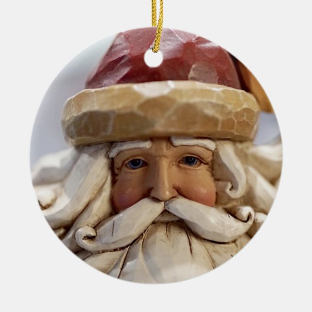 Carved Santa Ansikte Julgransprydnad Keramik (Framsidan)