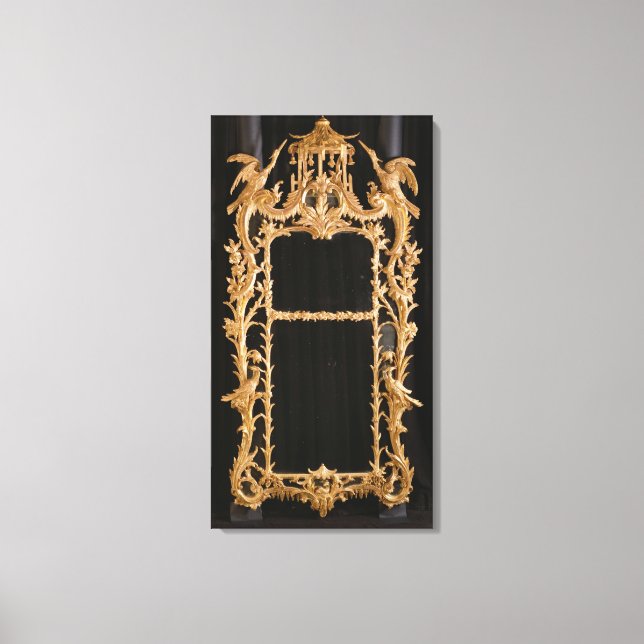 Carved spegel, c.1760 canvastryck (Framsida)