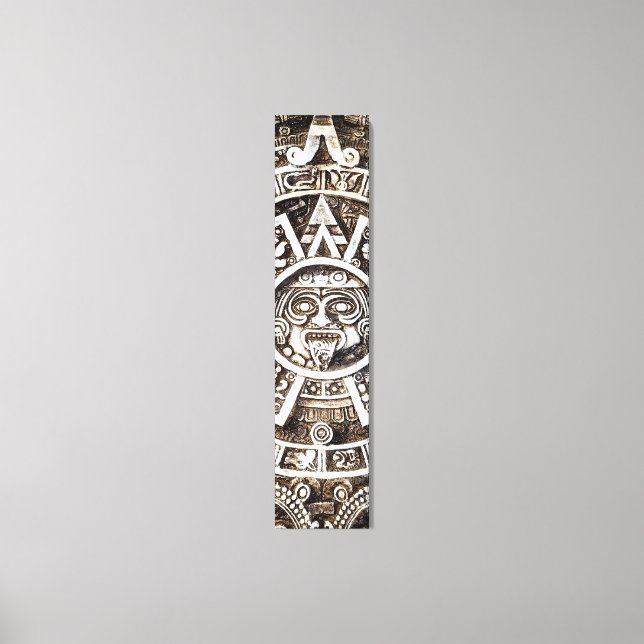 Carved Stone Mayan Aztec MesoAmerican Sol Calendar Canvastryck (Framsida)