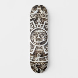 Carved Stone Mayan Aztec Mesoamerican Sol Calendar Mini Skateboard Bräda 18,5 Cm