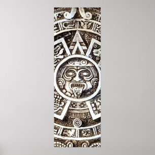 Carved Stone Mayan Aztec MesoAmerican Sol Calendar Poster
