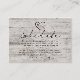 Carved Sweethearts Rustic Birch Bröllop Schedule Tilläggskort