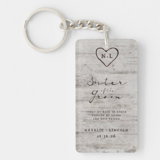 Carved Sweethearts Träd Sister of the Groom Quote (Framsidan)
