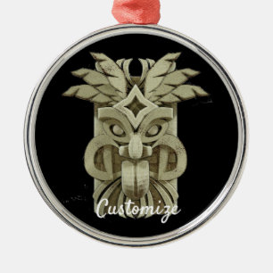 Carved Tiki Sculpture Thunder Julgransprydnad Metall