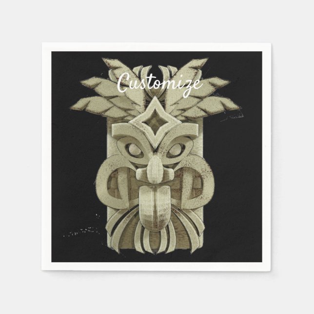 Carved Tiki Sculpture Thunder Pappersservett (Framsidan)