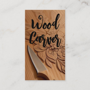 Carved Wood Carver Visitkort