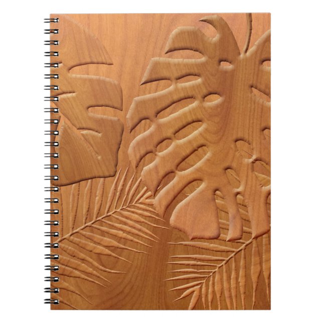 Carved Wood Foliage Faux Skriv ut Anteckningsbok (Framsidan)