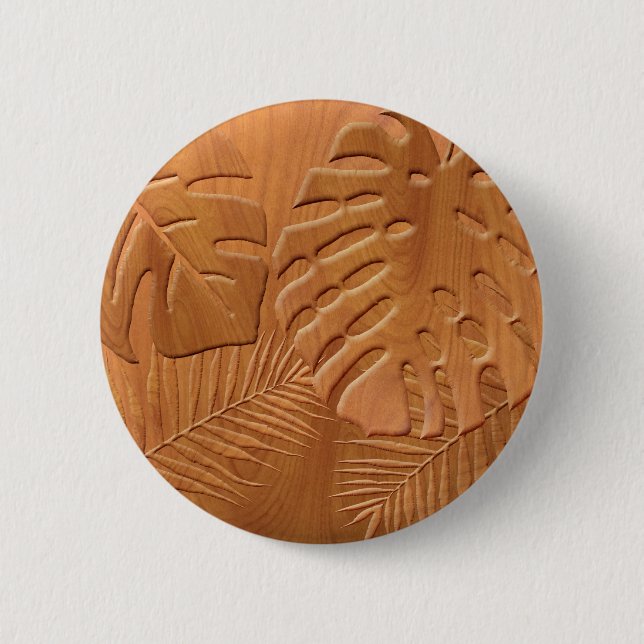 Carved Wood Foliage Faux Skriv ut Knapp (Framsida)