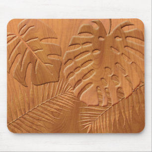 Carved Wood Foliage Faux Skriv ut Musmatta