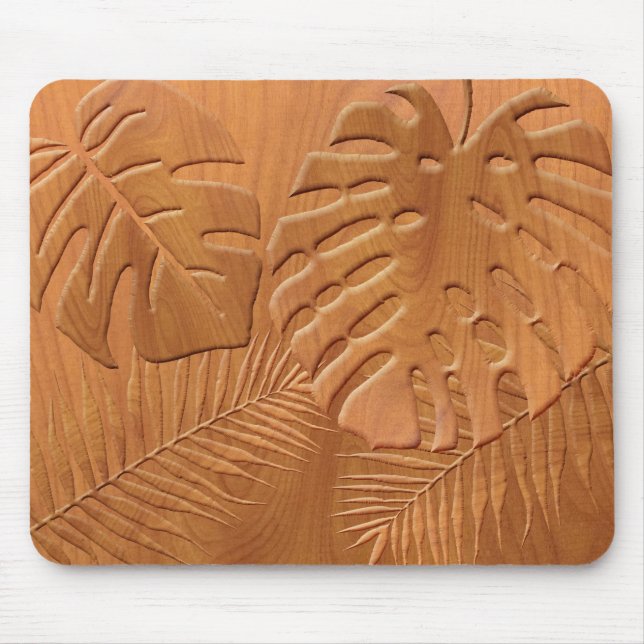 Carved Wood Foliage Faux Skriv ut Musmatta (Framsidan)
