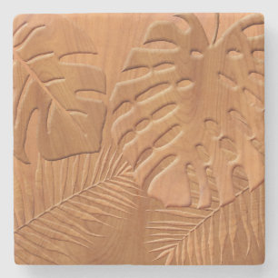 Carved Wood Foliage Faux Skriv ut Stenunderlägg