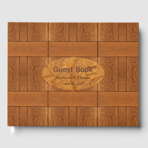 Carved Wood look Bröllop Guest Bok