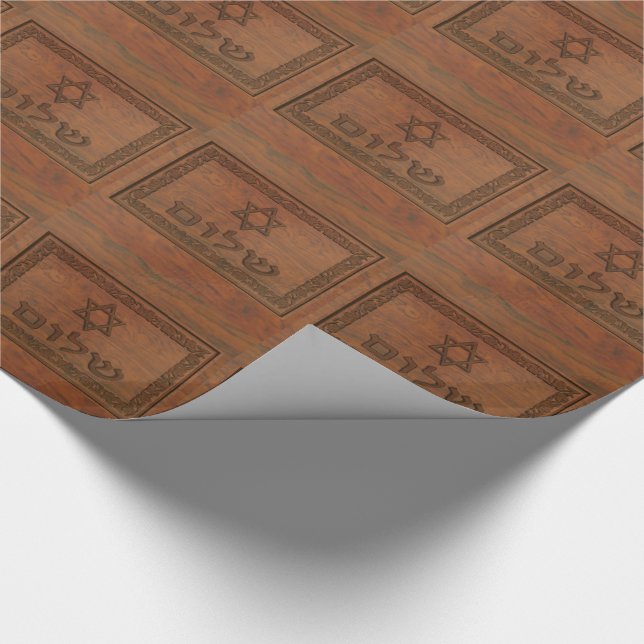 Carved Wood Shalom Presentpapper (Hörn)