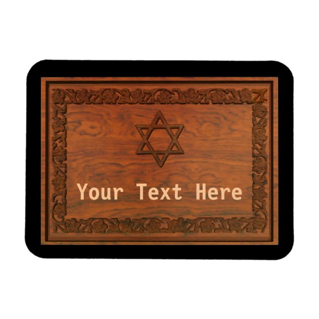 Carved Wood Star of David Magnet (Horisontell)