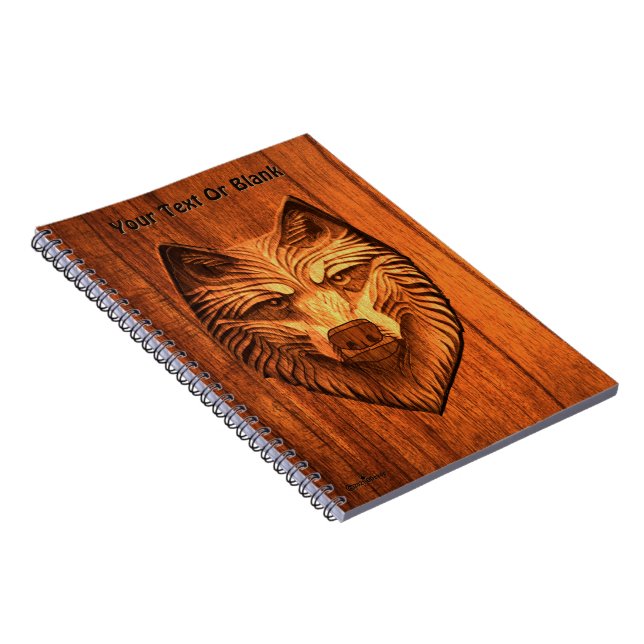 Carved Wood Varg Anteckningsbok (Högra Sidan)
