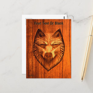 Carved Wood Varg Vykort
