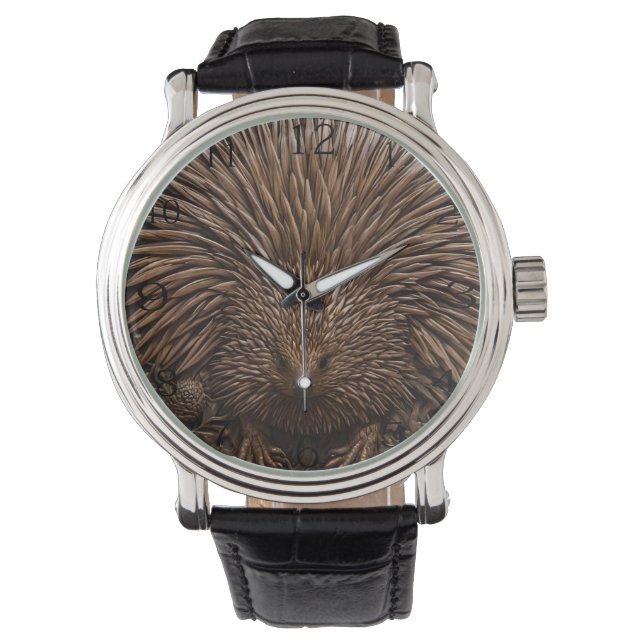 Carved Wooden Australian Echidna Print Armbandsur (Framsida)