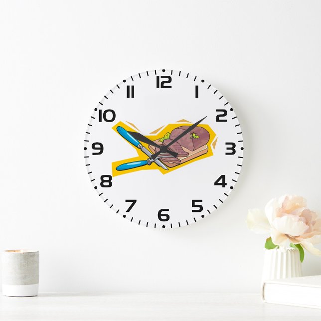 Carving Roast Beef with Fork and Knife Stor Klocka (Skapare uppladdad)