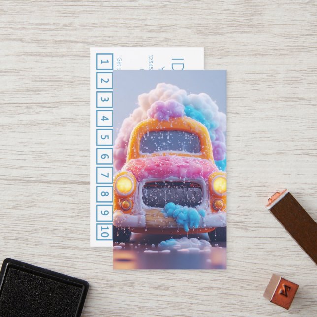 CARWASH customer loyalty punch card Lojalitetskort (Fram/Back In Situ)