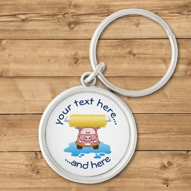 Carwash Gris Rund Silverfärgad Nyckelring (Skapare uppladdad)