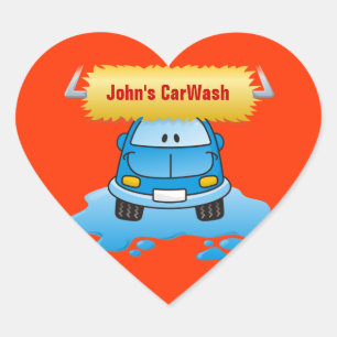 Carwash Hjärtformat Klistermärke