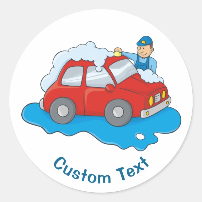 Carwash Man Runt Klistermärke (Framsida)