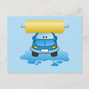 Carwash tecknad vykort