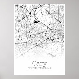 Cary Karta - North Carolina - City Karta Poster