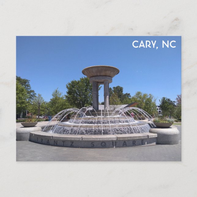 Cary North Carolina Downtown Park Fontän Vykort (Framsida)