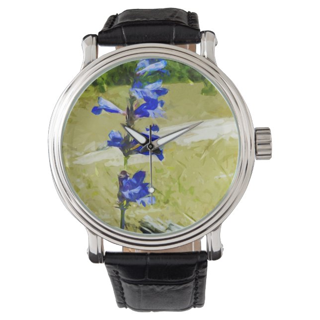 Carys Beardtongue Flower Abstrakt Impressionism Armbandsur (Framsida)