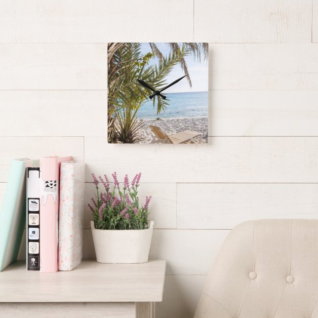 Cas Abao - Tropical Beach Escape #3 #Haven #wall Fyrkantig Klocka (Läsesal)