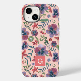 Cas för cute blommigt Violets all-over print monog