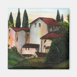 Casa de Pueblo Dibujo Tuscany italien Countryside Magnet